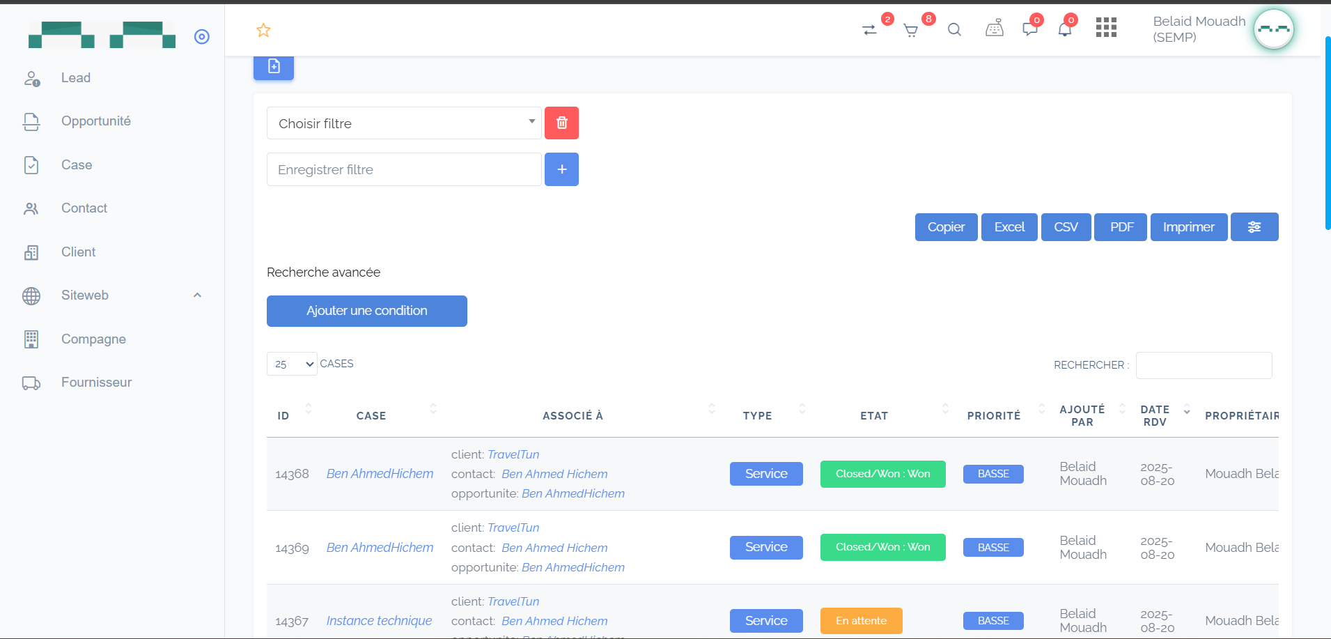 Logiciel CRM de suivi des demandes et réclamations clients

